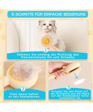 Phantasy Pet Dog & Cat Brush - Self-Cleaning Grooming Tool for Long & Short Hair Yellow Pet Comb with Handle - Buy Online on GoSupps.com