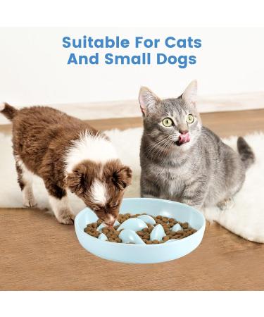 IDOGCHEW Ceramic Cat Slow Feeder Bowl - Anti-Gulping Puzzle Feeder for Healthy Eating - Non-Slip, Spill Proof - Green - Buy Online on GoSupps.com