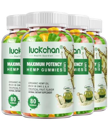 Hemp Gummies Advanced Extra Strength for Sleep Pain Anxiety - High Potency Natural Hemp Oil Infused Gummies, Hemp Gummy for Adults-4 Packs
