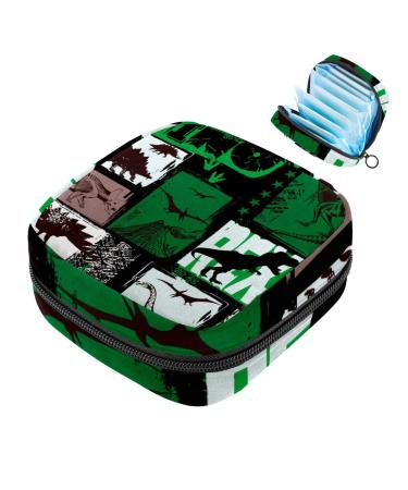 Portable women's binding-up bags menstrual cup pocket female menstrual pads bags for teenage girls tampons for the first period dinosaur green