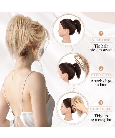 colorfulpanda Claw Clip in Ponytail Hair Extensions 10 Inch Messy Bun Clip in Hair Scrunchies Natural Straight Synthetic Hairpiece Short Ponytail Bun Hair Chignons for Women Girls Blonde Ombre blonde - Buy Online on GoSupps.com