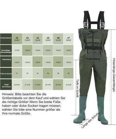 Buy ANSOBEA Waterproof Waders for Men & Women | Durable 70D Nylon PVC Fishing Pants | Ideal for Fishing Farms & Construction - 47 Green - Buy Online on GoSupps.com