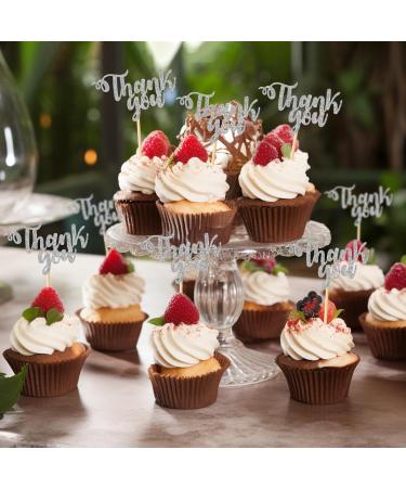 36 PCS Thank You Cupcake Toppers Glitter Thanksgiving Day Cupcake Picks for Wedding Anniversary Bridal Shower Baby Shower Boys Girls Birthday Party Cake Decorations Supplies Silver - Buy Online on GoSupps.com