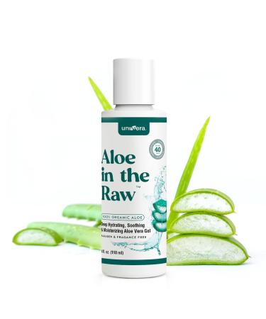 Organic Aloe Vera Gel  freshly cut - 4 oz  travel size - No coloring  Sunburn Relief  Cools skin after sun  Moisturizer 4 Fl Oz (Pack of 1)