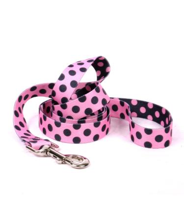 Yellow Dog Design Pink and Black Polka Dot Dog Leash 3/8" x 60" (5 feet) Long