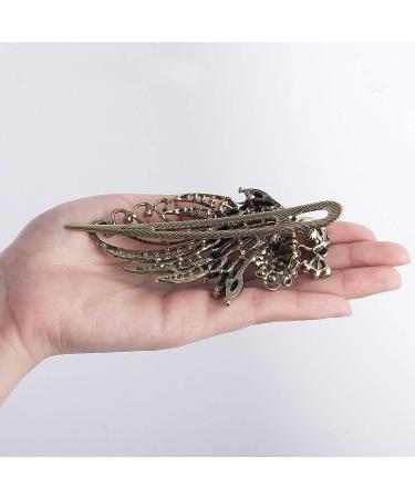 Vintage Metal Hair Clips Set of 2 for Women | Peacock & Flower Barrettes - Bridal Hair Accessories - Buy Online on GoSupps.com