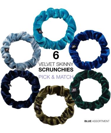 Basic Sense Velvet Skinny Scrunchie Durable Small Hair Ties Elastic Scrunchies Ponytail Holder Scrunchy for Women Girls Blue Assortment Blue & Green Assortment - Buy Online on GoSupps.com