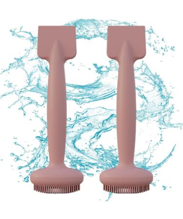 Facial Cleansing Brush Dual Head Pore Cleansing Brush | Waterproof Silicone Facial Scrubber Skin Friendly Mud Film Brush Manual Shakven Leather Powder 2pcs