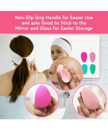 MARY LAVENDER Silicone Face Scrubber 4 Pack - Gentle Exfoliating Cleansing Brush for Blackhead Removal and Massaging - Suitable for All Skin Types - Buy Online on GoSupps.com