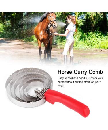 Weikeya Horse Itching Brush Metal Livestock Brush Curry Shedding Comb with Soft Hand Grip for Large Six Stainless Steel Ringed - Buy Online on GoSupps.com