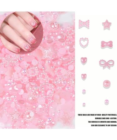 Pearl Nail Charms: 500PCS Mixed Styles 3D Pink Pearls Nail Art Decorations - Buy Online on GoSupps.com