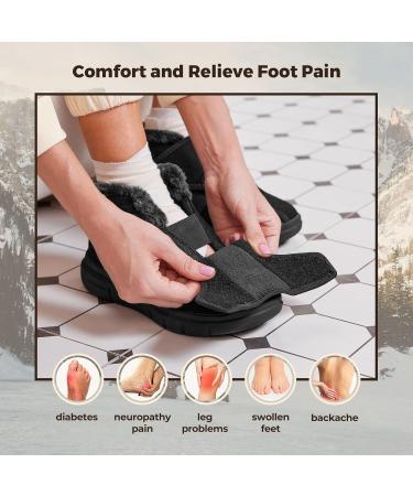 FitVille Diabetic Shoes for Women - Wide Width Slip-On Boots | Lightweight Adjustable Walking Shoes for Foot Pain Relief & Swollen Feet (Black 9 Wide - Buy Online on GoSupps.com