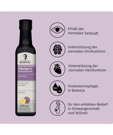 Buy Dr.Budwig Omega 3 DHA+EPA Maracuja 250ml Vegan Algae Oil High EPA & DHA Ideal for Adults & Children International Shipping Available - Buy Online on GoSupps.com
