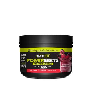 Healthy Delights Nature Fuel Power Beets - Super Concentrated Non-GMO Beet Juice Powder - Delicious Acai Berry Pomegranate Flavor - 30 Servings - Pantry Friendly 30 Servings (Pack of 1)