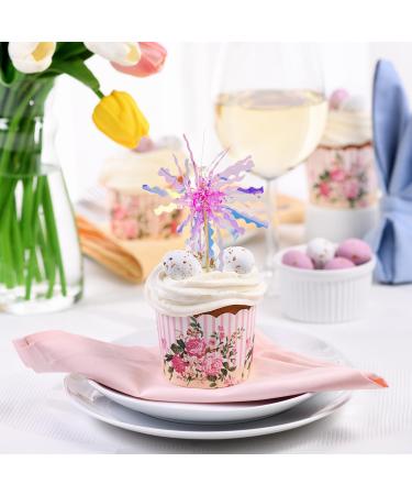 Dohia Fringe Happy Birthday Cake Toppers Foil Firework Cupcake Toppers Sparkle Tinsel Drink Stirrers Flowers Cake Decoration Cocktail Food Fruit Toothpick for Cake Decoration Party D2-YHDGZS - Buy Online on GoSupps.com