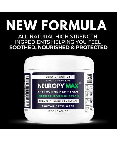 Neuropy Maximum Strength | Neuropathy Cream Balm Treatment with Turmeric Menthol & Arnica Doctor - All Natural Relief for Feet Hands Legs Toes (100g) Handcrafted in The UK - by Sera Organics - Buy Online on GoSupps.com