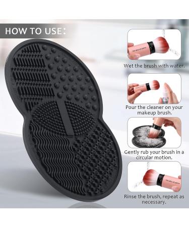 Norate Makeup Brush Cleaner Set - Silicone Cleaning Mat & Cleanser for Brushes and Tools | Stocking Stuffers for Women - Black - Buy Online on GoSupps.com