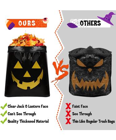8-Pack Halloween Leaf Bags 24x30in with Twist Ties - Pumpkin Trash Lawn Garbage Fall Decorations for Outdoor Yard - Jack O Lantern Holiday Decoration - Black - Buy Online on GoSupps.com