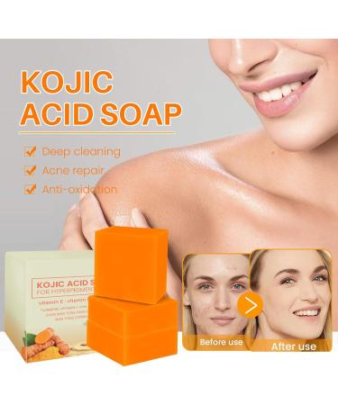 Kojic Acid & Turmeric Soap - Kojic Acid Soap for Women - Tumeric Soap Acne Dark spots Hyperpigmentation Smooth Skin - Deep Cleanses and Nourishes - Buy Online on GoSupps.com