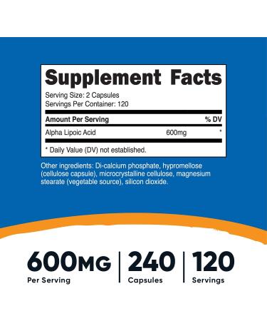 Nutricost Alpha Lipoic Acid 600mg - 240 Capsules (2 Bottles) - Buy Online on GoSupps.com