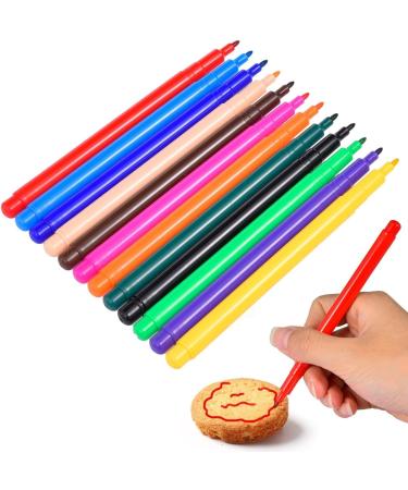 Edible Food Pens 12-Colors Edible Food Colouring Pens Single Tip Design Edible Coloring Pens Food Coloring Markers for Cakes Cookies Fondant Desserts Easter Eggs - Buy Online on GoSupps.com
