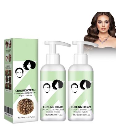 Dyceittdia 2pcs Hair Curling Cream Curly Hair Defining Cream Curl Defining Cream Long-Lasting Hold Strengthening 2pcs*50ml hair2