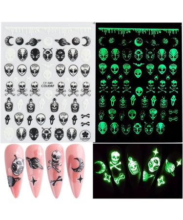 Alien Nail Art Stickers - 3D Planet Astronaut Earth Moon Star UFO Rocket Decals | Gold Luminous Self-Adhesive Designs for Women's DIY Manicures - Buy Online on GoSupps.com
