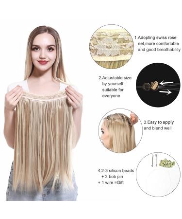 Invisible Wire Hair Extensions 22 Inch - Dirty Blonde Synthetic Hairpieces - SARLA - Heat Resistant Fiber - Adjustable Headband - No Clip - Pack of 1 - Buy Online on GoSupps.com