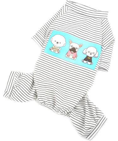 Ranphy Cotton Striped Pajamas for Small Dogs - Cute 4-Legged Hoodie Jumpsuit Pet Coat & Overall - Perfect for Puppies - Size L (Back: 30cm Breast: 42cm) - Black - Buy Online on GoSupps.com