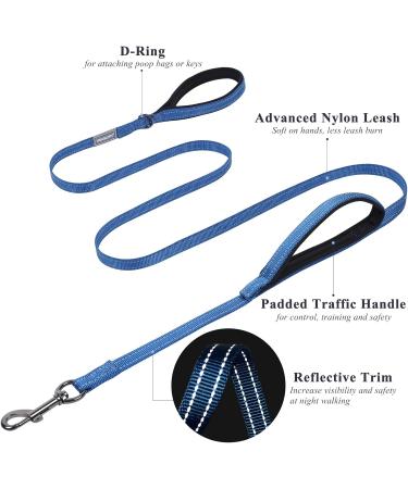 Vivaglory Traffic Handle Dog Leash - Reflective & Padded 1.8m Strong Metal Hook | Ideal for Training - Blue - Buy Online on GoSupps.com