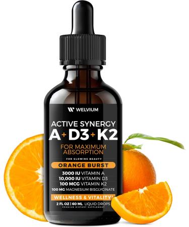 WELVIUM Liquid Vitamin D3 K2 Magnesium Liposomal Drops with 10000 IU Cholecalciferol MK7 Vitamin A Calcium MCT Oil Organic Sunflower Lecithin for Immune Bone Skin ADK Supplement - 2 Pack - Buy Online on GoSupps.com