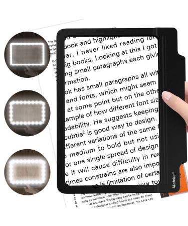4X Magnifying Glass with 36 Adjustable LED Lights Provide Full-Page Viewing Area Evenly Lit Perfect for Low Vision Person and Seniors Black 4X Magnifier