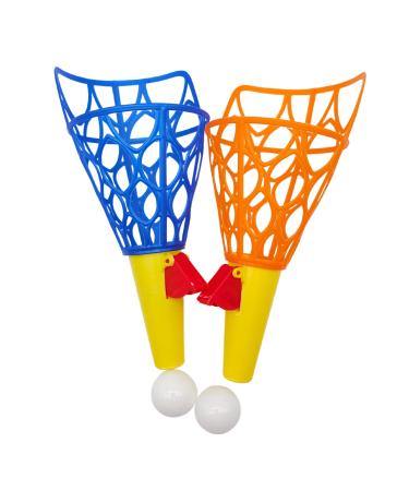 alldoro 60043 XXL catch ball game set for 2 children 4 pieces with cups and balls colorful 26 cm plastic catch the ball
