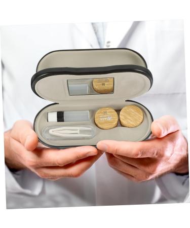 Portable 2-in-1 Glasses Case & Contact Lens Holder with Mirror | Oatipho Compact Organizer Set | Travel PU Leather 15.8x7.4cm - Buy Online on GoSupps.com