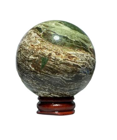 Natural Sphere Natural Crystal Rainbow Moss Agate Ball Gem Minerals Stone Hand-Polished Home Decoration 1pc (Color : 370-380g)