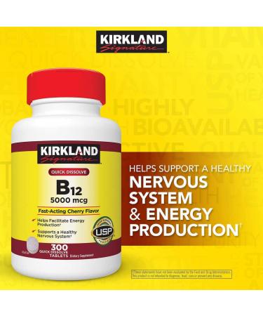 Kirkland Signature Quick Dissolve B-12 5000 mcg. 300 Tablets (2 Pack) - Buy Online on GoSupps.com