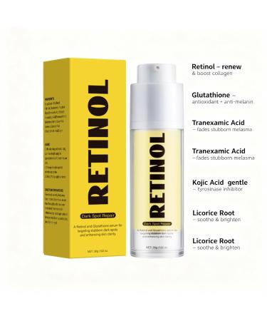 RETINOL & Glutathione Dark Spot Repair Cream (1.06 oz) - Fades Acne Scars & Hyperpigmentation Brightens & Evens Skin Tone Suitable for All Skin Types (2 pcs-RETINOL & Glutathione) - Buy Online on GoSupps.com