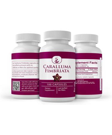 Pure Caralluma Fimbriata 100 Capsules - Lab Verified, No Additives or Fillers - Buy Online on GoSupps.com