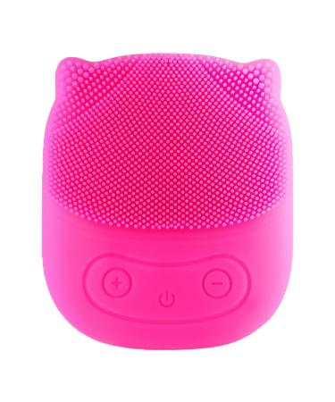 Face Scrubber - Penguin Shape Vibrating Face Scrub Brush Skin Care Face Brushes for Women and Men Waterproof Electric Face Brush for Deep Cleaning Skin Red