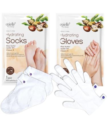 Epielle Hydrating Hand & Foot Masks 12pk - Shea Butter, Jojoba Oil, Vitamin E - Dry & Cracked Heel Treatment, Skincare Gifts - Stocking Stuffers for New Year - Buy Online on GoSupps.com