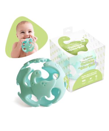 Ashtonbee Dino Baby Teething Toys  Food-Grade Silicone Teethers for Babies  Textured Sensory Balls Teething Toy  Soft and Safe Sensory Chew Toys for Teething Baby  Easy to Clean and Store  Green