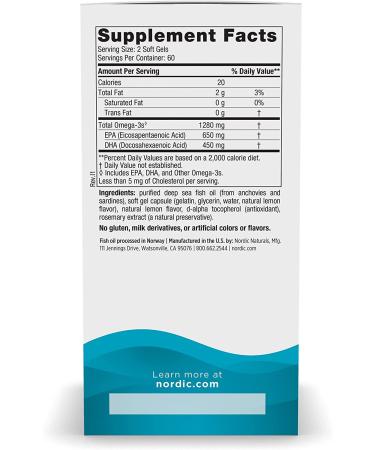 Nordic Naturals Ultimate Omega 1280 mg - Lemon Flavored 120 Soft Gels for Heart & Brain Health - Buy Online on GoSupps.com
