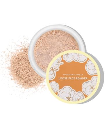 Boobeen Loose Face Powder Translucent Setting Powder Oil Control Loose Powder Soft Focus Effect Makeup Loose Setting Powder Lightweight Shine Control Matte Finishing with Puff 03 #Dark skin tone