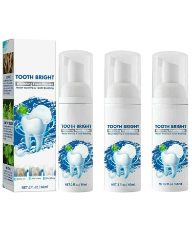 Mousse de blanchiment des dents dentifrice mousse pour soins buccaux intensifs 360 oothpaste Cleansing Foam Deep Cleaning Foam Toothpaste Press Cleaning Mousse (3Pcs)