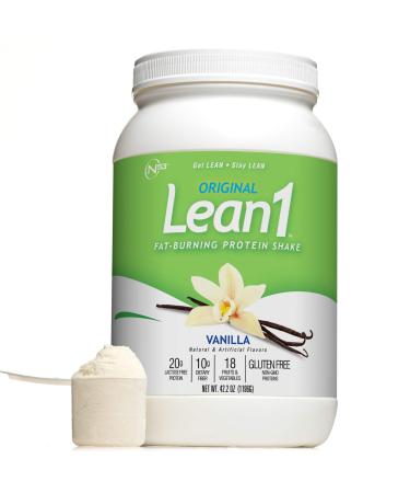 Lean 1 Vanilla Fat-Burning protein Shake by Nutrition 53, Lactose & Gluten Free with Green Coffee Bean Extract, 23 Serving Tub - 42 Oz