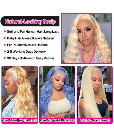 30 Inch Blonde Body Wave Lace Front Wig | HD 613 Human Hair | Pre Plucked with Baby Hair | 150% Density Brazilian Virgin Hair | for Women - Buy Online on GoSupps.com