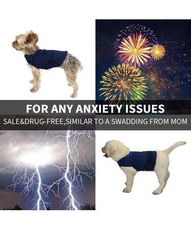 Buy Dog Fear Jacket Calming Coat - Thunder Wrap Vest for Stress Relief | Reflective Stripes | Dark Blue M - Buy Online on GoSupps.com
