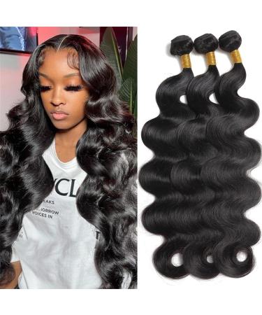 10A Body Wave Bundles Human Hair 18 20 22 Inch Brazilian Virgin Human Hair Bundles Body Wave 100% Unprocessed Weave Bundles Human Hair 3 Bundles Deals Natural Black Color 18 20 22 Inch 3 Bundles Human Hair