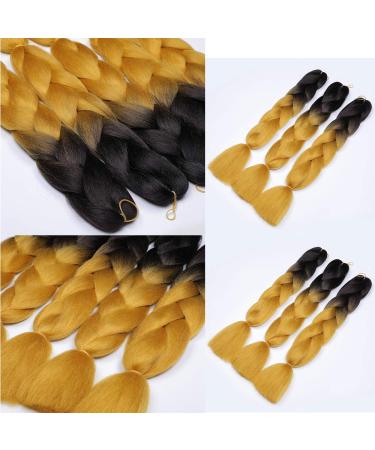 Shop Showjarlly Kanecalon Ombre Jumbo Braid Extensions - 24 Kanecalon Braids for African Hair Black/Blond - Free International Shipping - Buy Online on GoSupps.com
