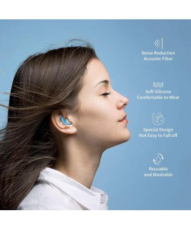 Sleeping and Concert Ear Plugs - 2 Pairs, 25-33db Noise Reduction, Reusable Silicone with 5 Ear Tip Sizes - Blue - Buy Online on GoSupps.com